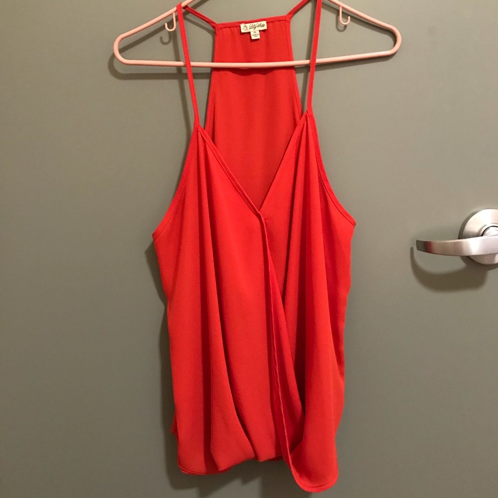 Bright orange flowy chiffon tank! Size XL